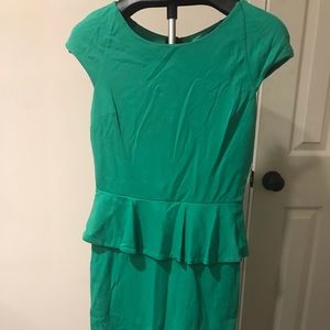Green Peplum Cotton Express Dress